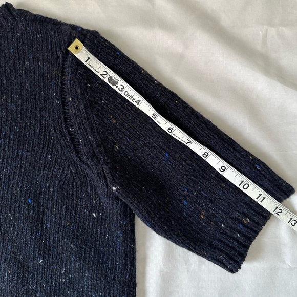 Theory Short Sleeve Speckled Wool Sweater Navy Blue Size Large - Picture 4 of 10